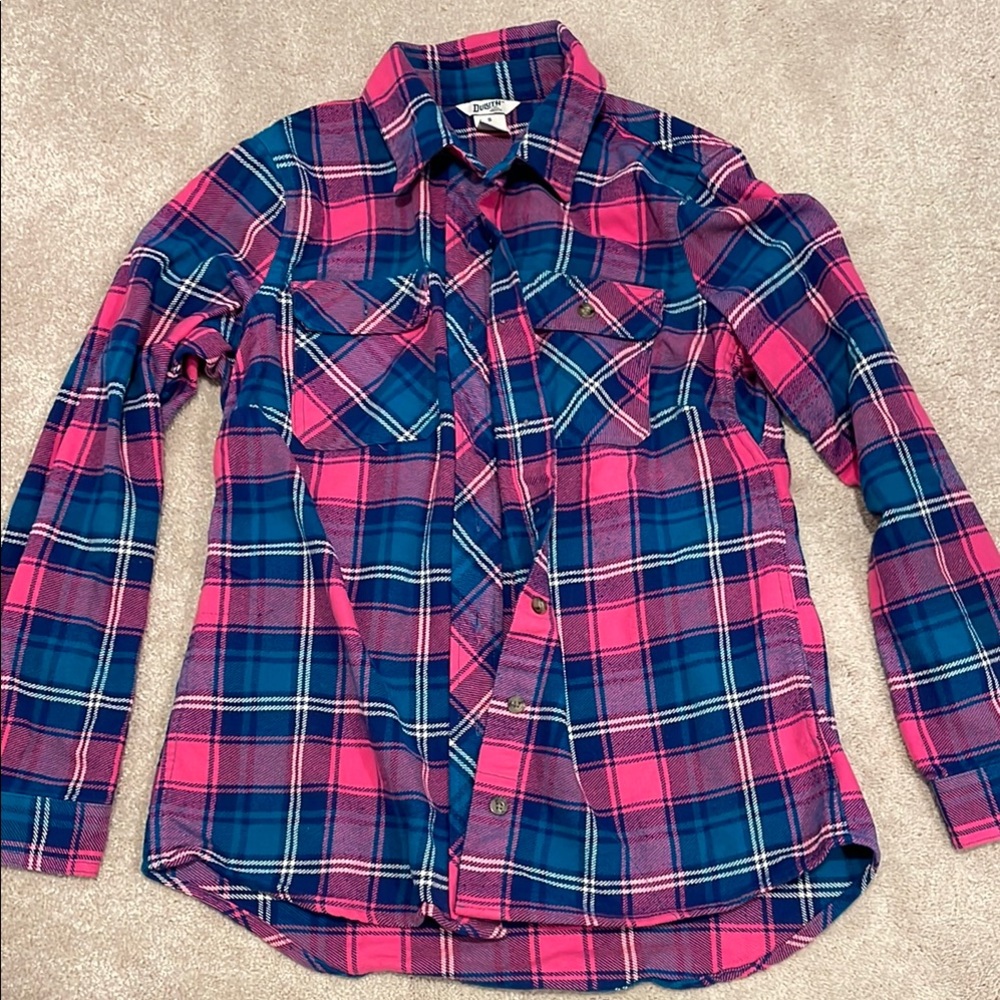 Plaid Kids Shirt - Pink and Blue
